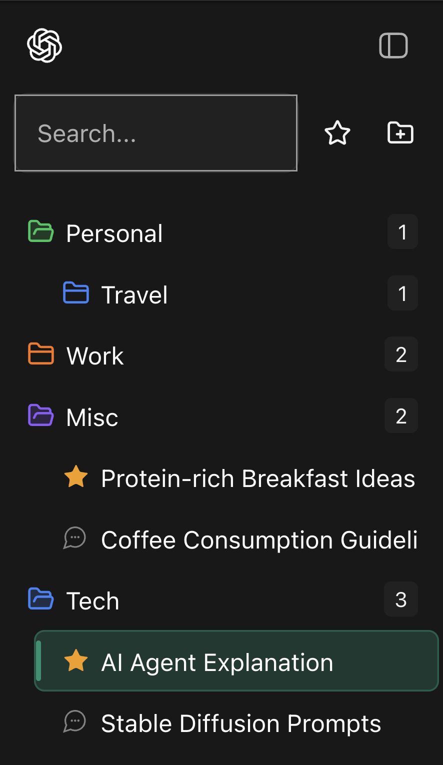 GPT Master v1.1.0 folder color picker with custom color swatches